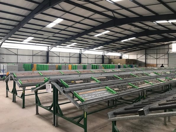 Core trays set out sequentially in a core shed