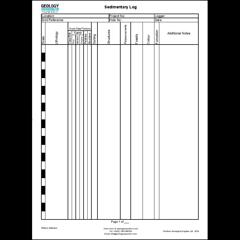 Waterproof Sedimentary Logging Sheets