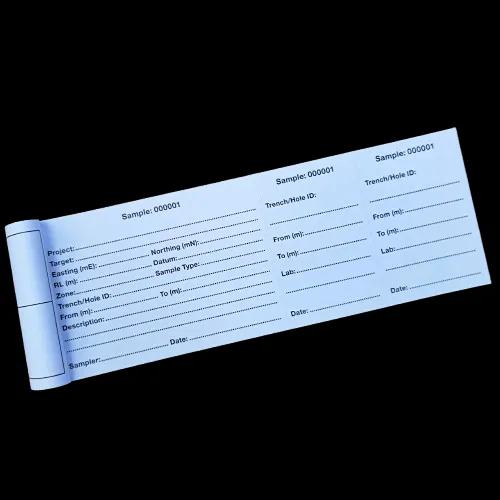 Geological Sample Ticket Book - Two Tear Off
