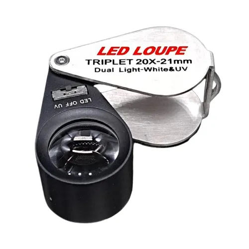 Ultraviolet LED Triplet Hand Lens (20x 21mm)